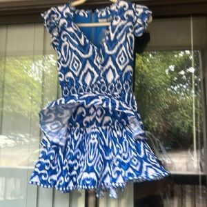 Alice + Olivia Blue and White Geometric Dress NWT  Sz 0. From Saks pro $440